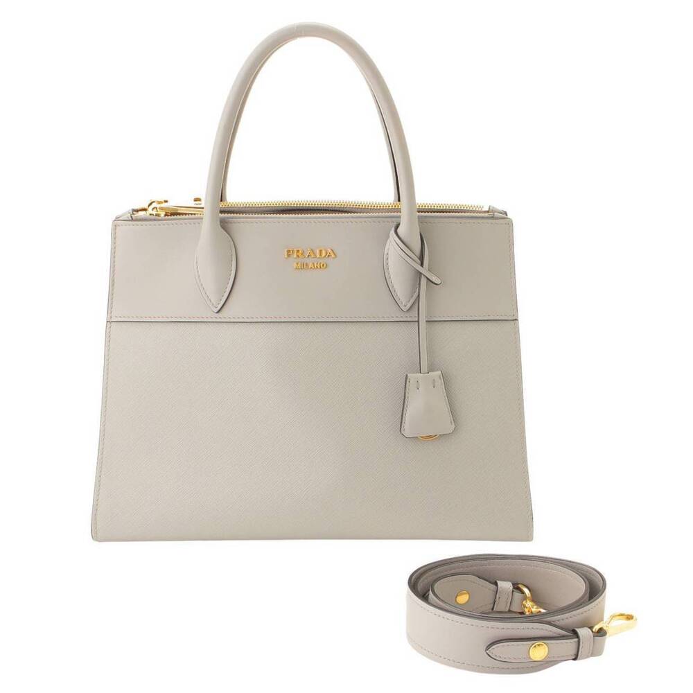 Prada Paradi Saffiano Leather Handbag Gray